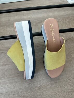 Matisse Lemon/Chartreuse Suede Platform Slide Sandals